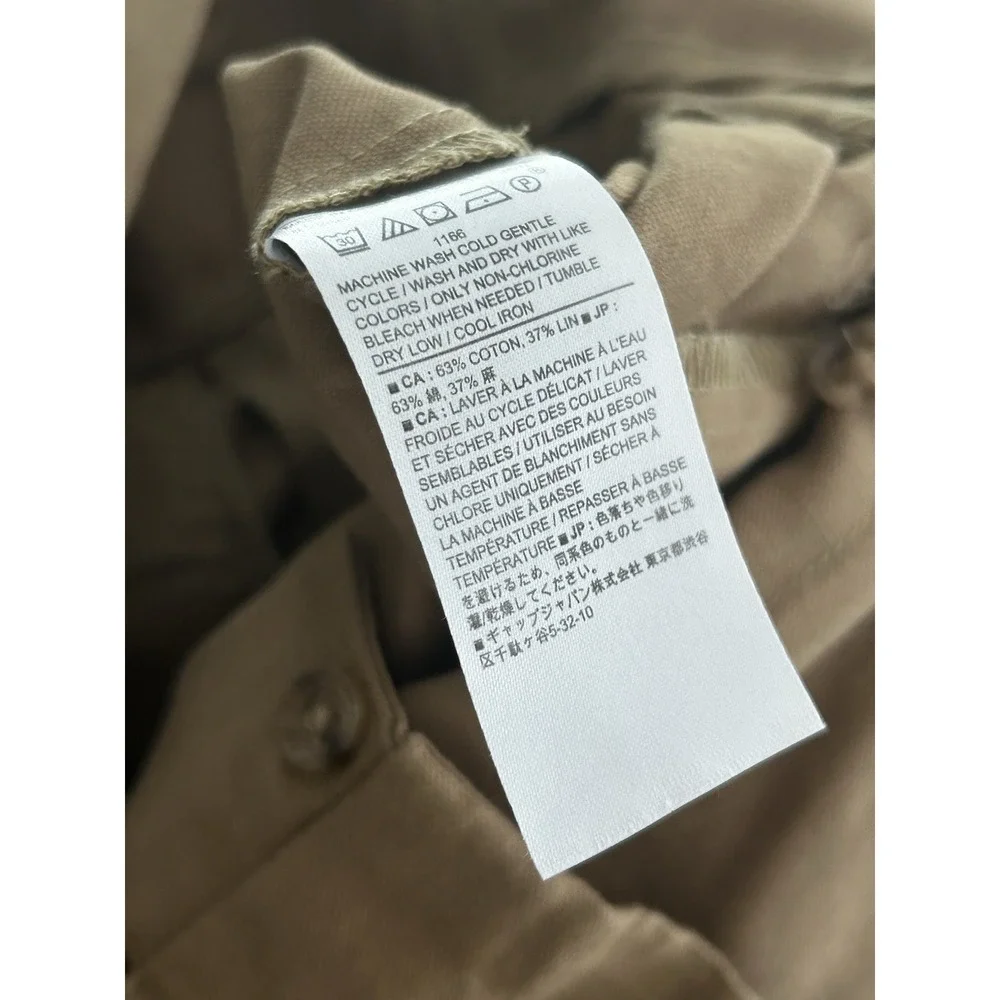 Banana Republic Women Linen Blend Utility Jumpsuit Tan Belted Safari Casual Sz 8